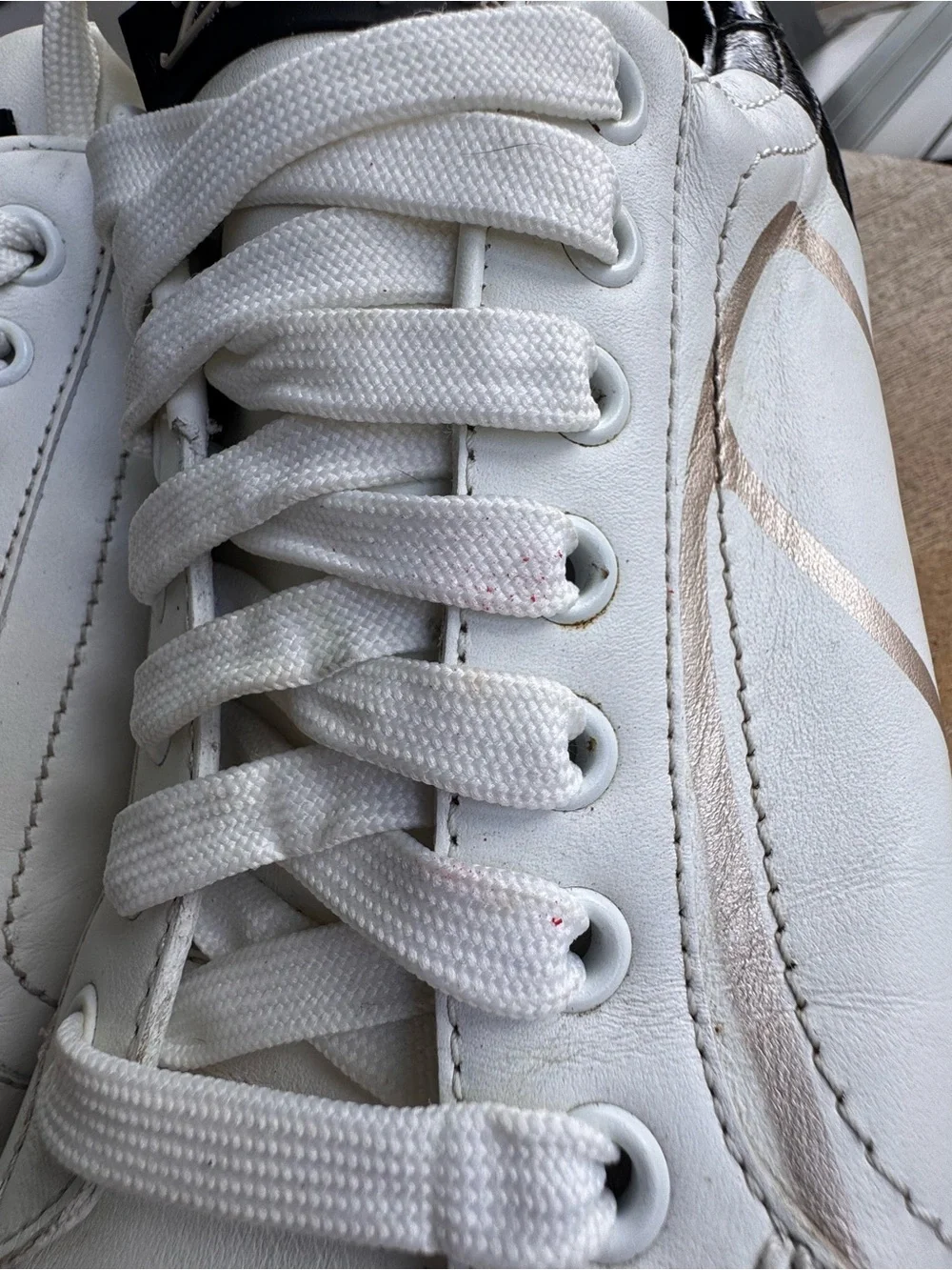 Dolce & Gabbana Portofino Leather Sneakers White Black Logo Size 38.5